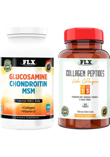 Glukosamin Kondroitin Msm Vitamin D 180 Tablet & Balık Kollajeni Tip 1-3 Collagen 60 Tablet