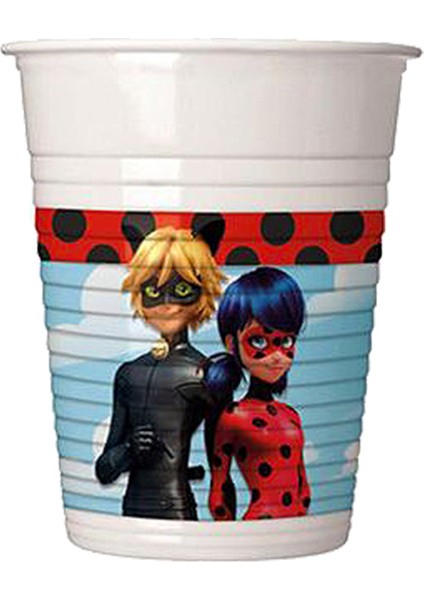 Miraculous Mucize Uğur Böceği Plastik Bardak - 23cm x 8 Adet