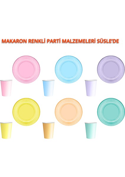 Makaron Karton Tabak, 23 cm x 8 Adet - Sarı