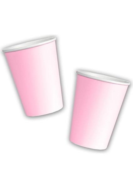 Makaron Karton Bardak, 8 Adet - Pembe
