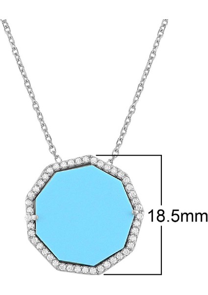 Zirkon Taşlı Pırlanta Montür Gümüş Rengi Kaplama Ortası Mavi Sedef Taşlı Gümüş Kolye fiyatları