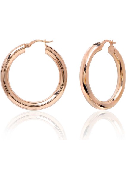 Rose Altın Kaplama 4.90 mm Sallantılı Gümüş Küpe