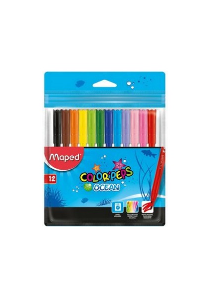 Color'peps Ocean Keçeli Kalem Plastik Poşet 12 Renk
