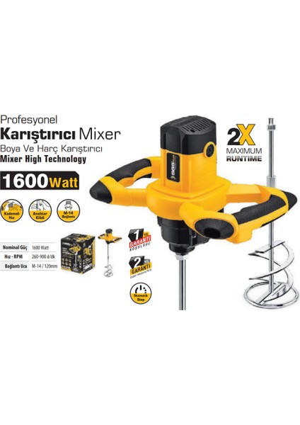 Harç Karıştırıcı Boya Karıştırıcı 1600 Watt