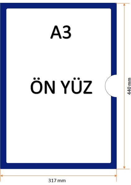A3 Uzun Açık Mıknatıslı Çerçeve Koyu Mavi