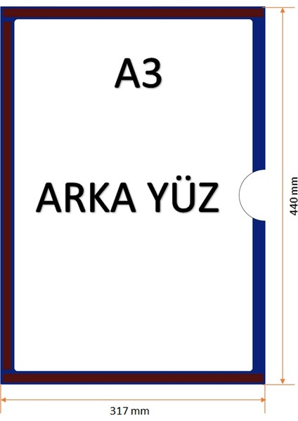 A3 Uzun Açık Mıknatıslı Çerçeve Koyu Mavi