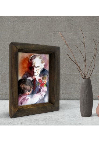 Gift Atatürk Tasarımlı Dekoratif Doğal Masif Ahşap Çerçeve -7