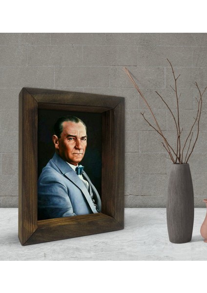 Gift Atatürk Tasarımlı Dekoratif Doğal Masif Ahşap Çerçeve -3