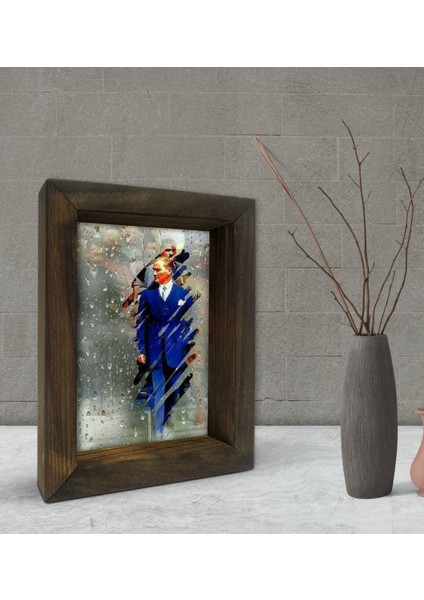 Gift Atatürk Tasarımlı Dekoratif Doğal Masif Ahşap Çerçeve -2