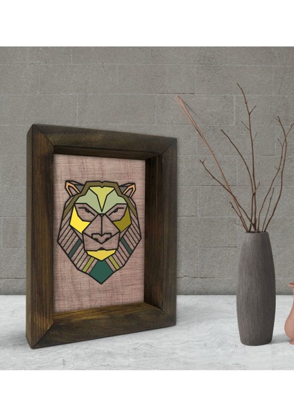 Gift Aslan Tasarımlı Dekoratif Doğal Masif Ahşap Çerçeve -1