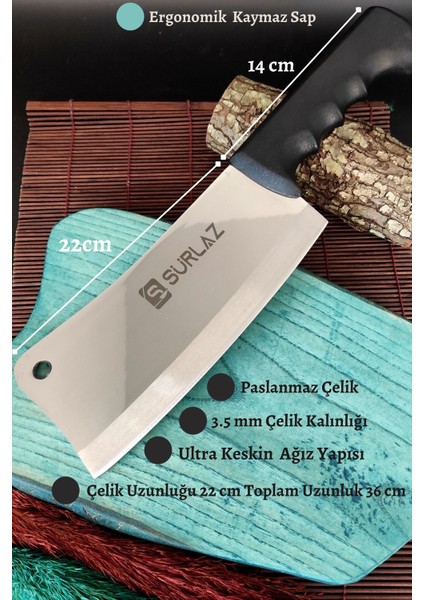 6 Parça Satır Zırh Bıçak Seti Et Bıçağı Kemik Kırıcı Satır Ekmek Bıçağı