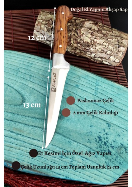 6 Parça Satır Zırh Bıçak Seti Et Bıçağı Kemik Kırıcı Satır Ekmek Bıçağı