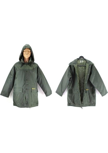 Kapitoneli Yağmurluk Kapişonlu Haki Xl