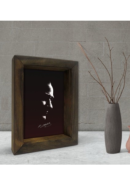 Gift Atatürk Tasarımlı Dekoratif Doğal Masif Ahşap Çerçeve 15X20CM-9