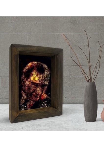 Gift Atatürk Tasarımlı Dekoratif Doğal Masif Ahşap Çerçeve 15X20CM-8