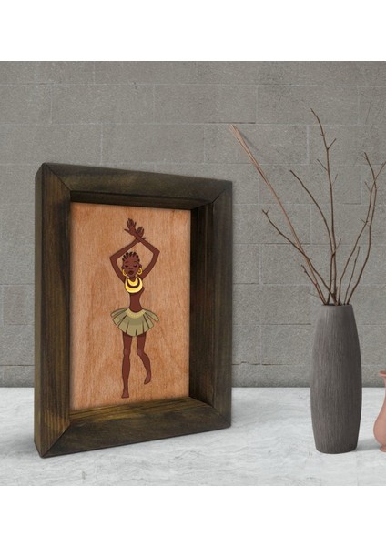 Gift African Woman Dekoratif Doğal Masif Ahşap Çerçeve 15X20CM-1
