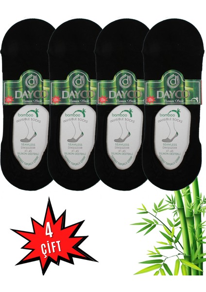 Erkek Bambu Premium Babet Çorap 4'lü Set Siyah