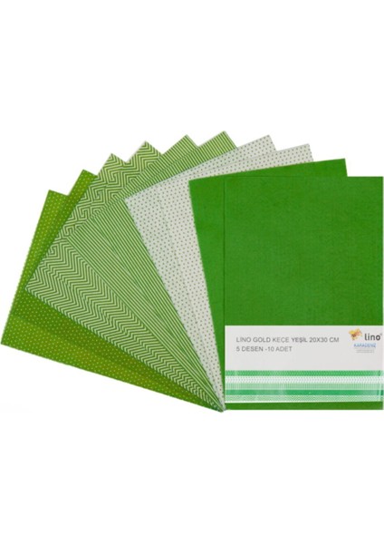 Keçe Yeşil 5 Desen 10 Adet 20x30 cm Yaratıcı El İşi Projeleri İçin Mükemmel Seçim