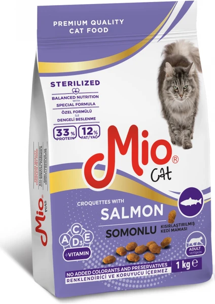 1 kg - Somonlu Sterilize Yetişkin Kedi Maması -