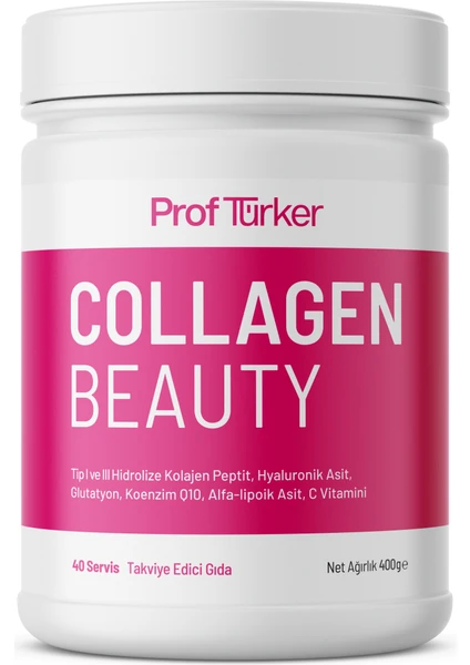 Proftürker Collagen Beauty 400 G - Hyaluronik Asit, Glutatyon, Alfa-Lipoik Asit, Koenzim Q10