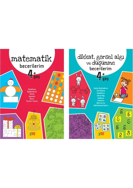 Minik Ada Yayınları +4 Yaş Matematik Becerilerim+Dikkat,algı Görsel ve Düşünme Becerilerim