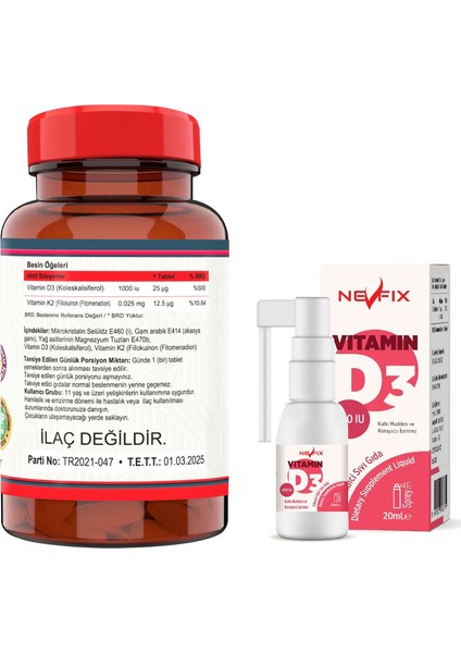 Vitamin D3 Sıvı & Nevfix Vitamin D3-K2 120 Tablet