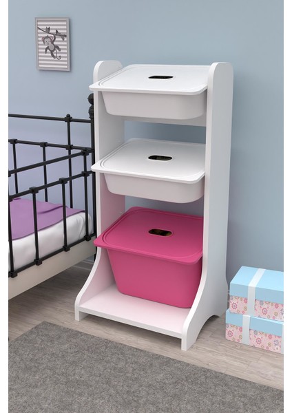 Çok Amaçlı Organizer 3 Sepetli Pembe 90CM