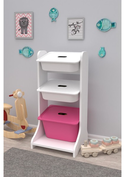 Çok Amaçlı Organizer 3 Sepetli Pembe 90CM
