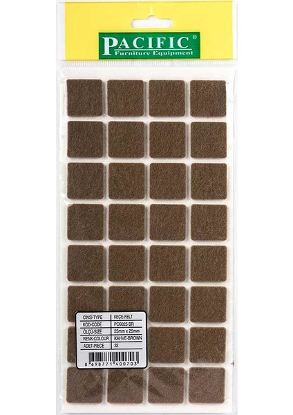 25X25 Kare Yapışkanlı Keçe
