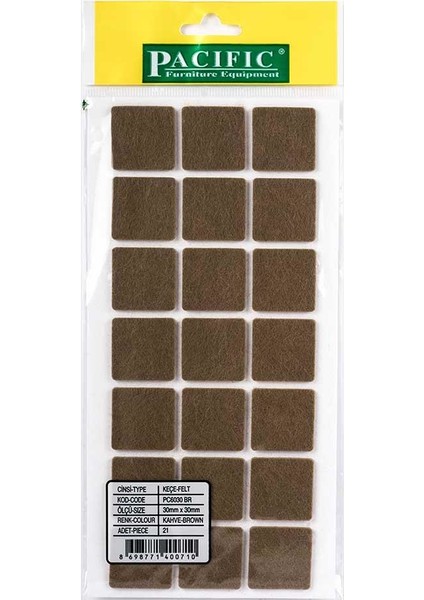 30X30 Kare Yapışkanlı Keçe