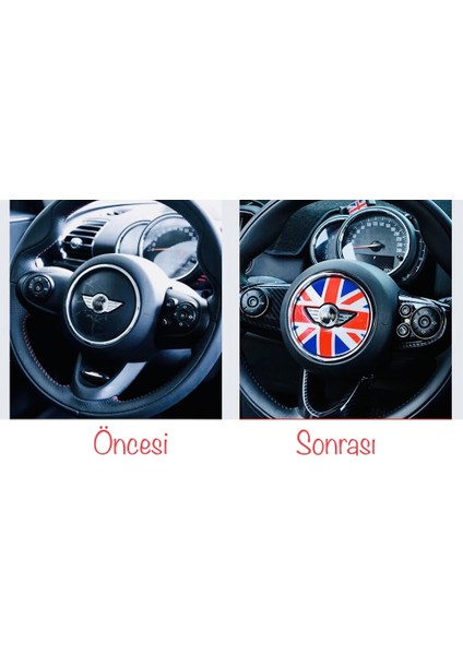 Mini Cooper Direksiyon Göbeği 3D Kaplama Sticker - R55 R56 R57 R58 R59 R60 R61