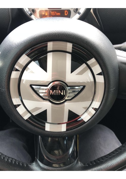 Mini Cooper Direksiyon Göbeği 3D Kaplaması Sticker - R55 R56 R57 R58 R59 R6 R61