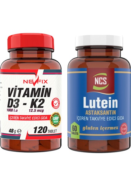 Lutein 15 Astaksantin 12 Mg 60 Tablet Çinko & Vitamin D3-K2 120 Tablet
