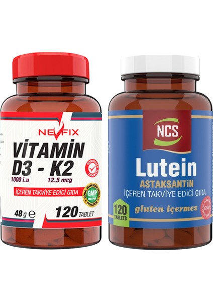 Lutein 15 Astaksantin 12 Mg 120 Tablet Çinko & Vitamin D3-K2 120 Tablet