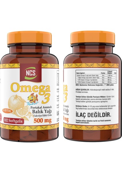 Omega 3 Portakal Aromalı Çocuklar Için Balık Yağı 102 Softgel & Nevfix Vitamin D3-K2 120 Tablet
