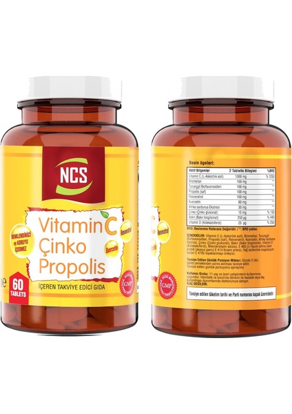 Vitamin C Çinko Propolis 60 Tablet Vitamin D & Vitamin D3-K2 120 Tablet