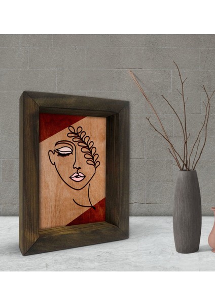 Gift Minimalist Woman Tasarımlı Dekoratif Doğal Masif Ahşap Çerçeve 15 x 20 Cm-2