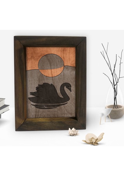 Gift Kuğu Tasarımlı Dekoratif Doğal Masif Ahşap Çerçeve 15 x 20 Cm-1 fiyatları