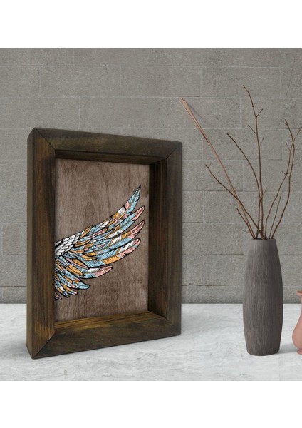 Gift Kanat Tasarımlı Dekoratif Doğal Masif Ahşap Çerçeve 15 x 20 Cm-2