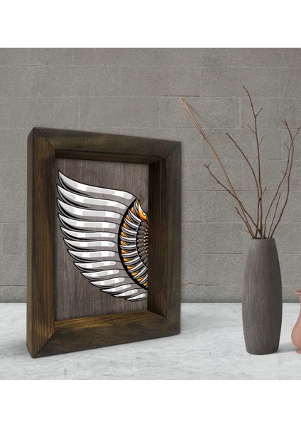 Gift Kanat Tasarımlı Dekoratif Doğal Masif Ahşap Çerçeve 15 x 20 Cm-1