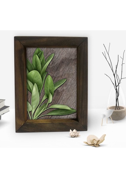 Gift Green Plant Tasarımlı Dekoratif Doğal Masif Ahşap Çerçeve 15 x 20 Cm-4 fiyatları