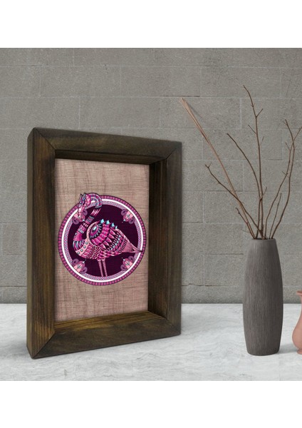 Gift Flamingo Tasarımlı Dekoratif Doğal Masif Ahşap Çerçeve 15 x 20 Cm-1