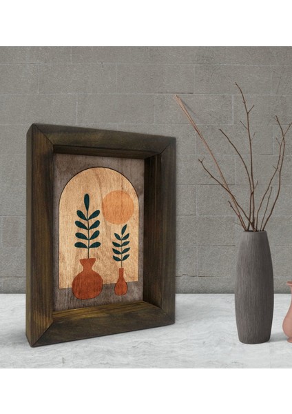 Gift Botanical Art Tasarımlı Dekoratif Doğal Masif Ahşap Çerçeve 15 x 20 Cm-1