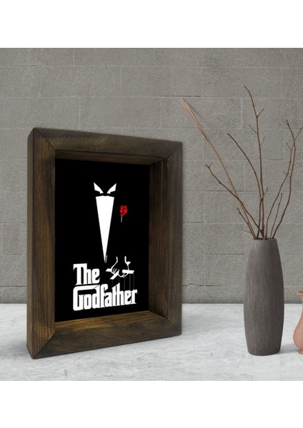 Gift Baba Godfather Tasarımlı Dekoratif Doğal Masif Ahşap Çerçeve 15 x 20 Cm-25