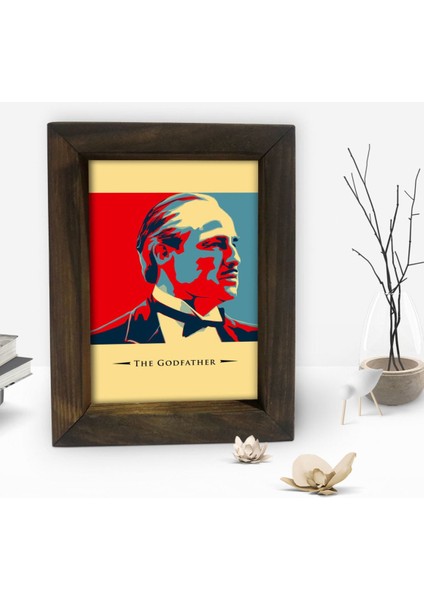 Gift Baba Godfather Tasarımlı Dekoratif Doğal Masif Ahşap Çerçeve 15 x 20 Cm-24