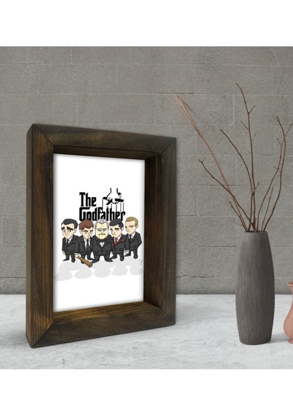 Gift Baba Godfather Tasarımlı Dekoratif Doğal Masif Ahşap Çerçeve 15 x 20 Cm-22