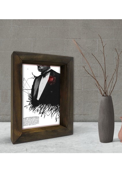 Gift Baba Godfather Tasarımlı Dekoratif Doğal Masif Ahşap Çerçeve 15 x 20 Cm-21