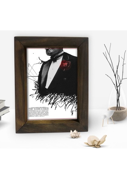 Gift Baba Godfather Tasarımlı Dekoratif Doğal Masif Ahşap Çerçeve 15 x 20 Cm-21 fiyatları