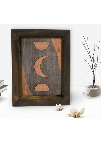 Gift Ay Tasarımlı Dekoratif Doğal Masif Ahşap Çerçeve 15 x 20 Cm-3 fiyatları