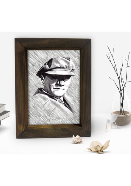 Gift Atatürk Tasarımlı Dekoratif Doğal Masif Ahşap Çerçeve 15 x 20 Cm-39 fiyatları